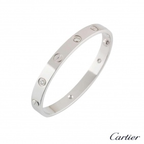 Cartier White Gold Half Diamond Love Bracelet?Size 19?B6035819